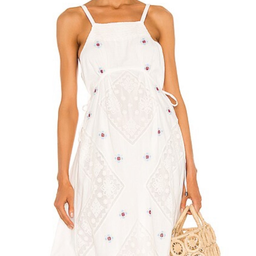 Free People Dew Drop White Embroidered Midi Dress